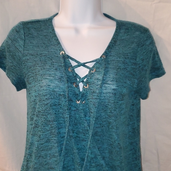 Juicy Couture Teal and black semi wrap shirt XS - Picture 2 of 9